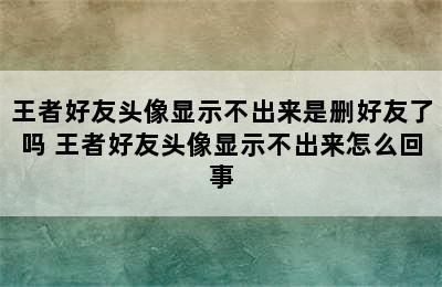 王者好友头像显示不出来是删好友了吗 王者好友头像显示不出来怎么回事